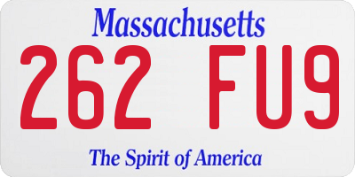 MA license plate 262FU9