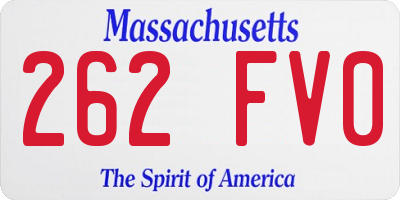 MA license plate 262FV0