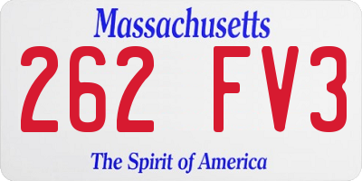 MA license plate 262FV3
