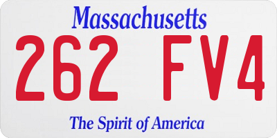 MA license plate 262FV4