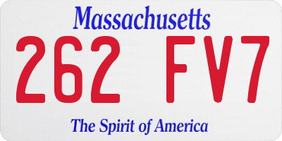 MA license plate 262FV7