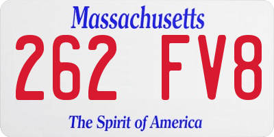 MA license plate 262FV8