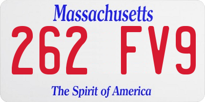 MA license plate 262FV9