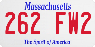 MA license plate 262FW2