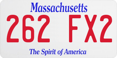MA license plate 262FX2