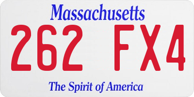 MA license plate 262FX4