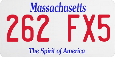 MA license plate 262FX5