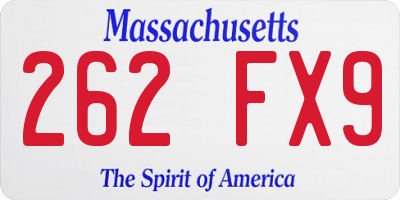 MA license plate 262FX9