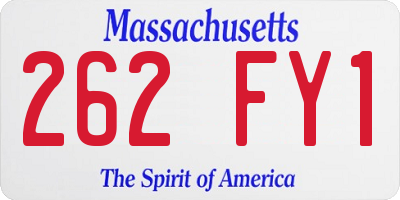 MA license plate 262FY1