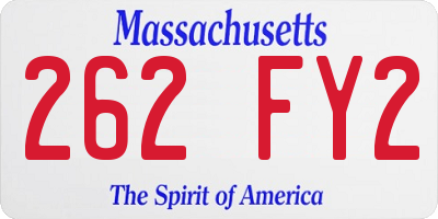 MA license plate 262FY2