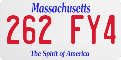MA license plate 262FY4