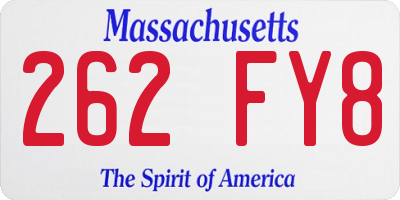 MA license plate 262FY8