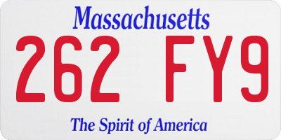 MA license plate 262FY9