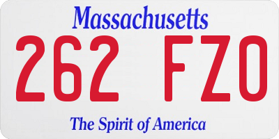 MA license plate 262FZ0