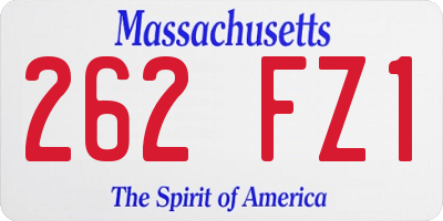 MA license plate 262FZ1
