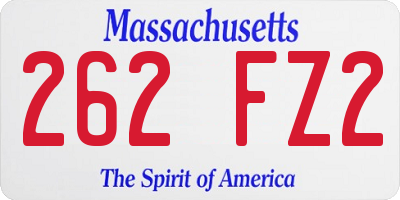 MA license plate 262FZ2