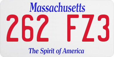 MA license plate 262FZ3
