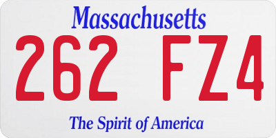 MA license plate 262FZ4