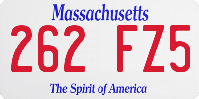 MA license plate 262FZ5