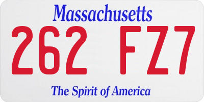 MA license plate 262FZ7