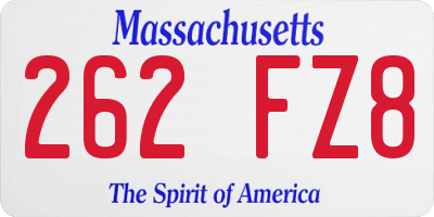 MA license plate 262FZ8