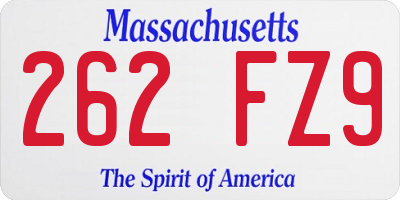 MA license plate 262FZ9