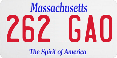 MA license plate 262GA0