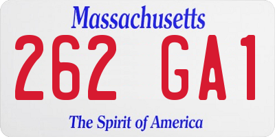 MA license plate 262GA1