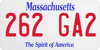 MA license plate 262GA2