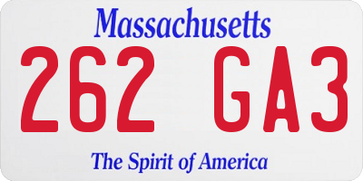 MA license plate 262GA3