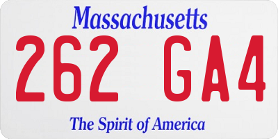 MA license plate 262GA4