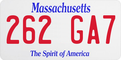 MA license plate 262GA7