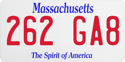 MA license plate 262GA8