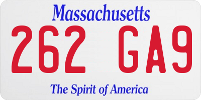 MA license plate 262GA9