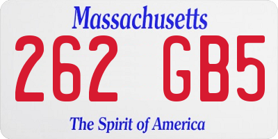 MA license plate 262GB5