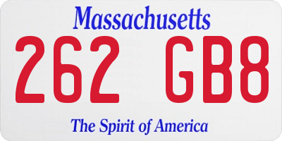 MA license plate 262GB8