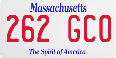 MA license plate 262GC0