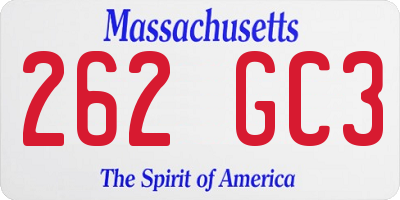 MA license plate 262GC3