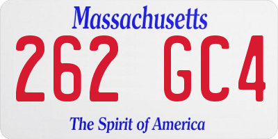 MA license plate 262GC4