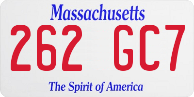 MA license plate 262GC7