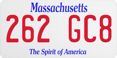 MA license plate 262GC8