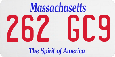 MA license plate 262GC9