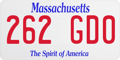 MA license plate 262GD0