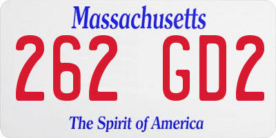 MA license plate 262GD2