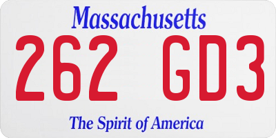 MA license plate 262GD3