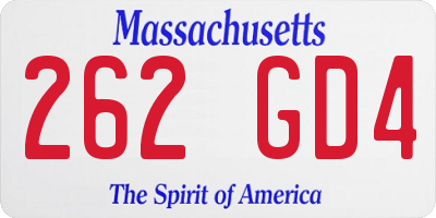 MA license plate 262GD4