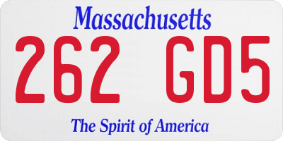 MA license plate 262GD5