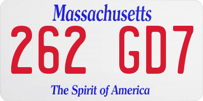 MA license plate 262GD7