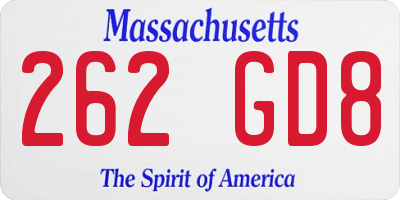MA license plate 262GD8