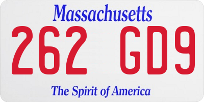 MA license plate 262GD9